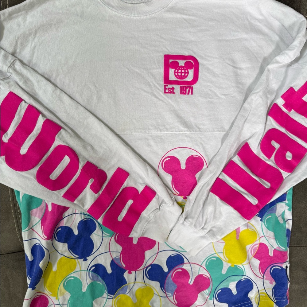 Disney World Women's Long Sleeve Balloon spirit Jersey - White and Pink